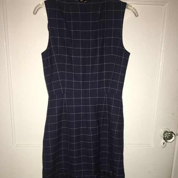 NWT J. Crew Navy Window Pane Pleated Hem Dress Sz 4 - Picture 5 of 5
